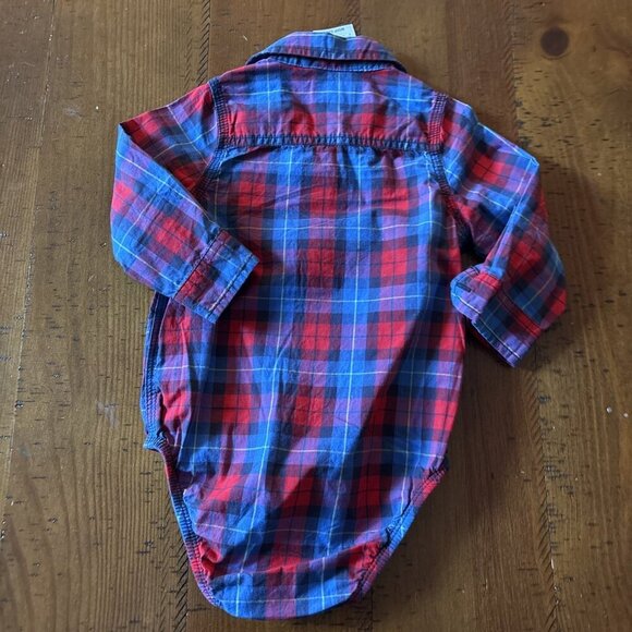 Oshkosh Red & Blue Long Sleeve Plaid Shirt Size 18 Mo - Picture 4 of 5